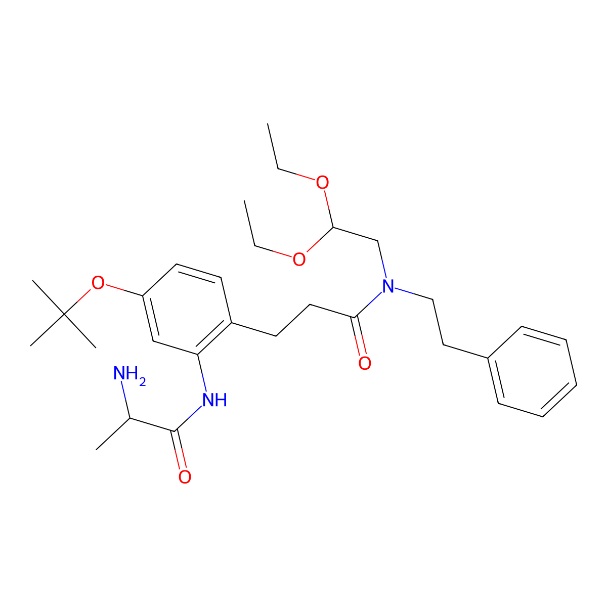 (S)-3-(2-(2-Aminopropanamido)-4-(tert-butoxy)phenyl)-N-(2,2-diethoxyethyl)-N-phenethylpropanamide molecular structure, CAS 1222068-59-8