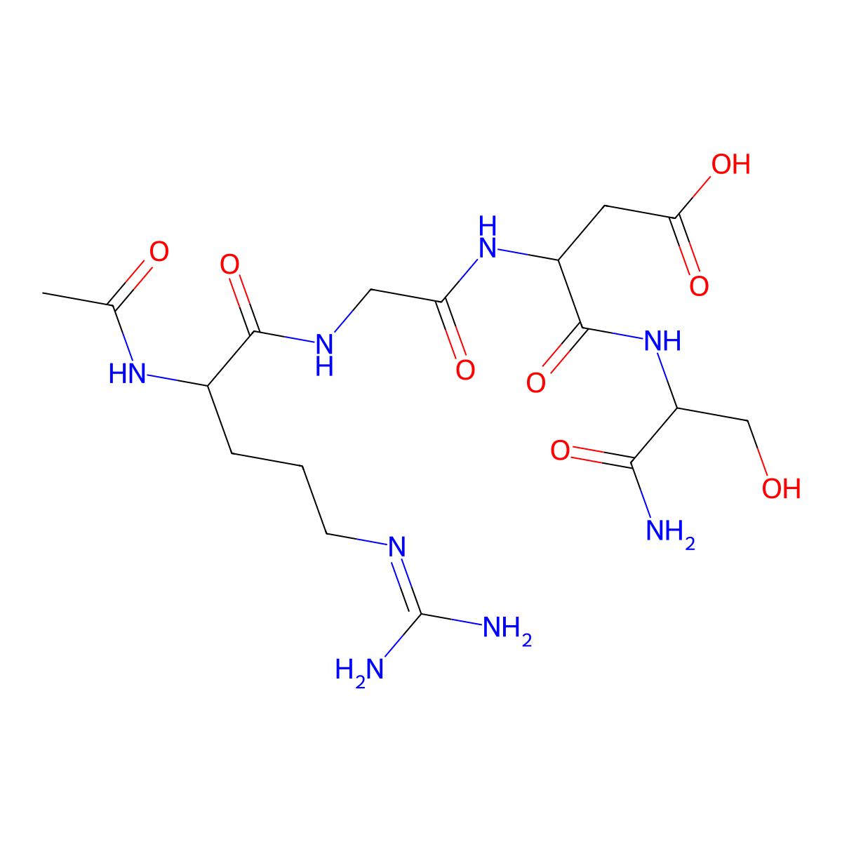 Acetyl-arginyl-glycyl-aspartyl-serinamide molecular structure, CAS 122207-62-9
