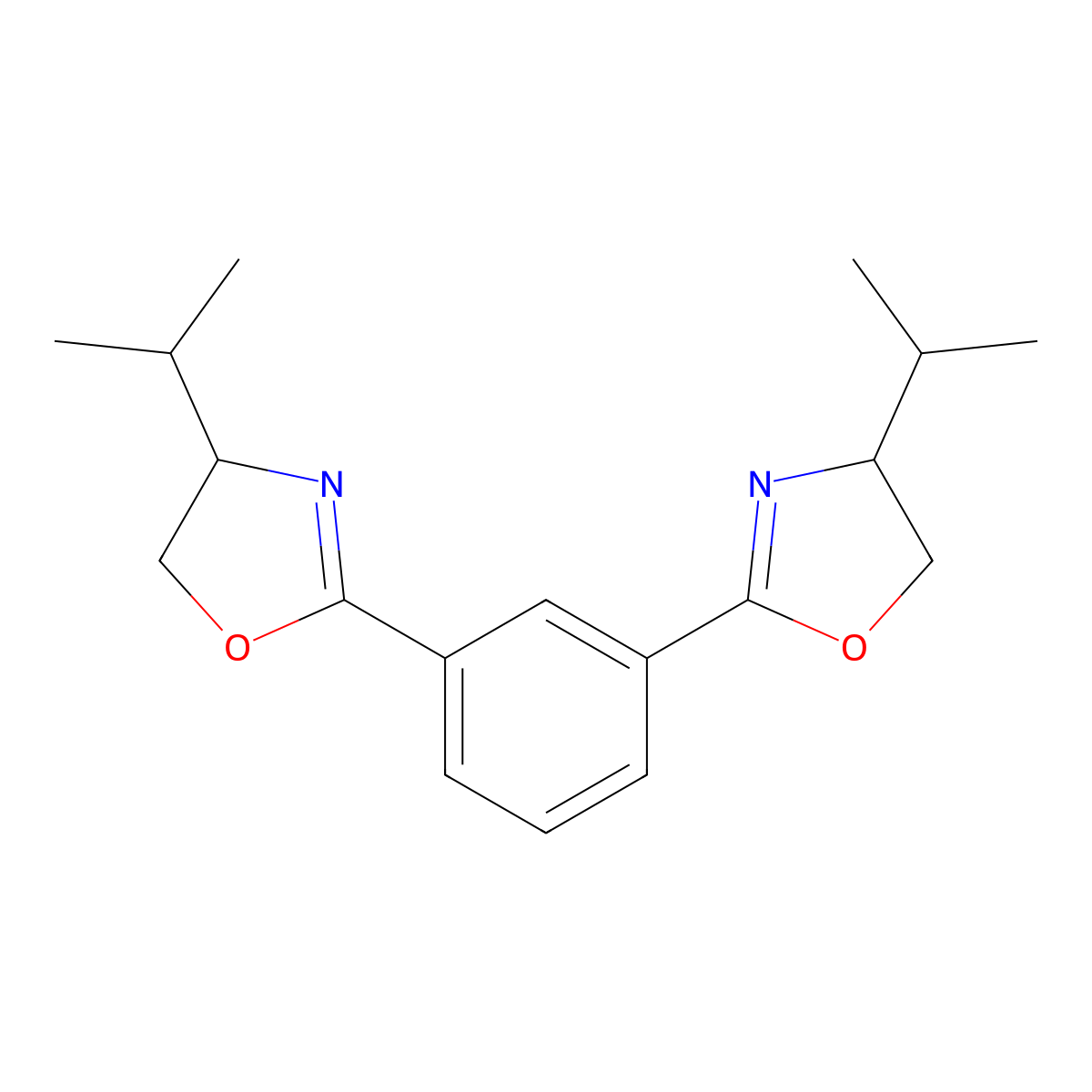 1,3-Bis(4-isopropyl-4,5-dihydrooxazol-2-yl)benzene molecular structure, CAS 1222086-30-7