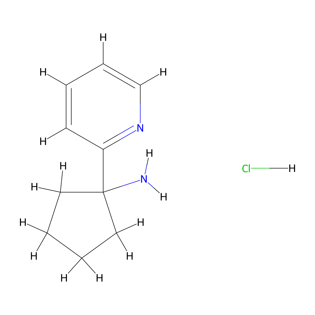 1-(Pyridin-2-yl)cyclopentanamine hydrochloride molecular structure, CAS 1222098-18-1