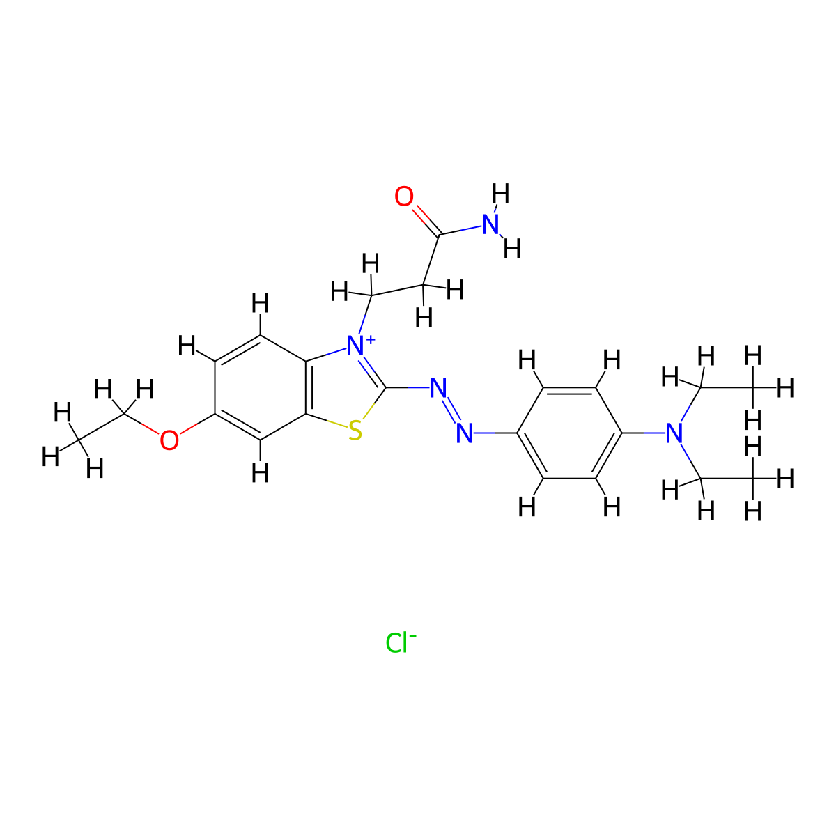 Benzothiazolium, 3-(3-amino-3-oxopropyl)-2-(2-(4-(diethylamino)phenyl)diazenyl)-6-ethoxy-, chloride (1:1) molecular structure, CAS 12221-38-4