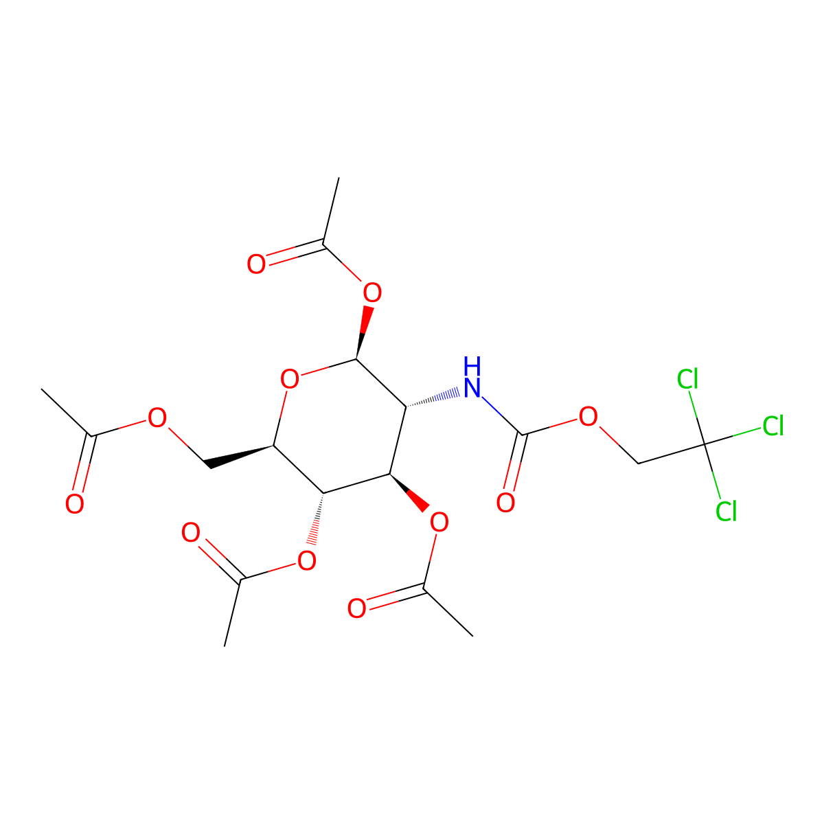 (2S,3R,4R,5S,6R)-6-(Acetoxymethyl)-3-(((2,2,2-trichloroethoxy)carbonyl)amino)tetrahydro-2H-pyran-2,4,5-triyl triacetate molecular structure, CAS 122210-05-3