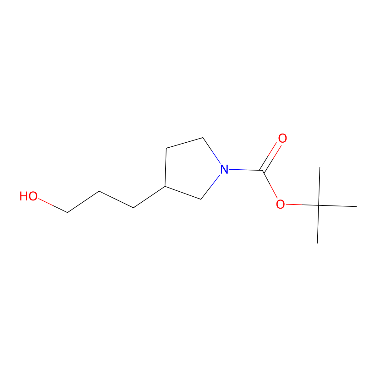 Tert-butyl3-(3-hydroxypropyl)pyrrolidine-1-carboxylate molecular structure, CAS 1222140-09-1