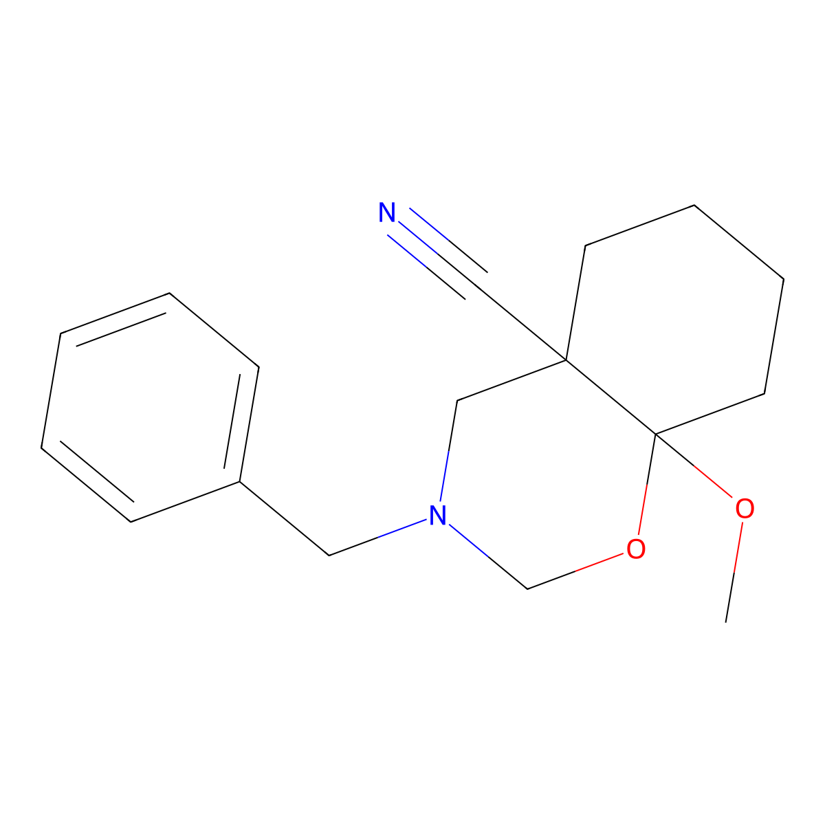 (4AS,8aS)-3-benzyl-8a-methoxy-octahydro-2H-1,3-benzoxazine-4a-carbonitrile molecular structure, CAS 1222141-58-3