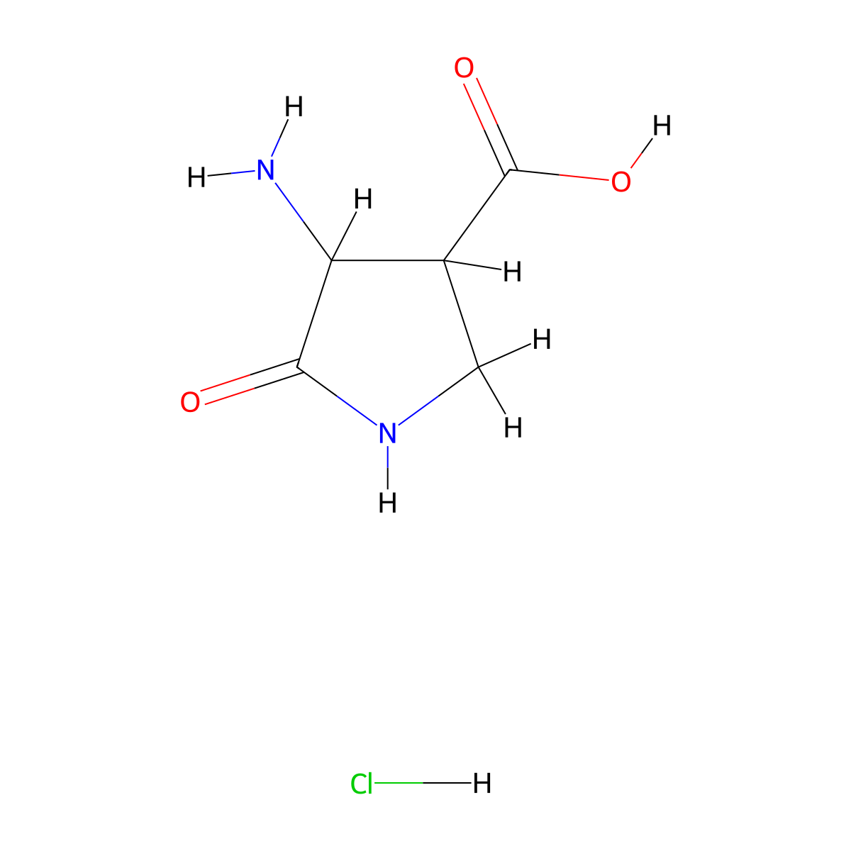 4-Amino-5-oxopyrrolidine-3-carboxylic acid hydrochloride molecular structure, CAS 122217-68-9