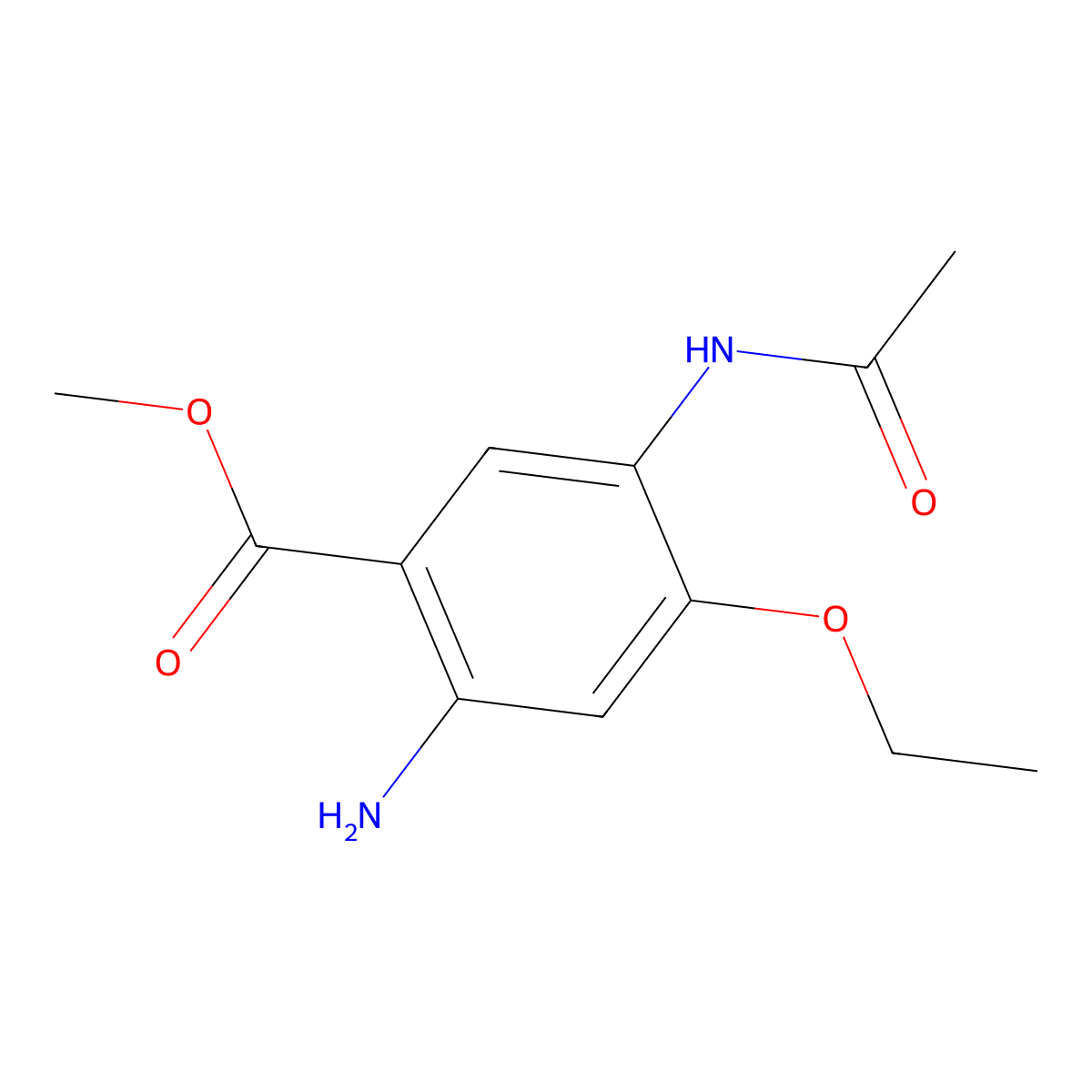 Methyl 5-acetamido-2-amino-4-ethoxybenzoate molecular structure, CAS 1222172-49-7