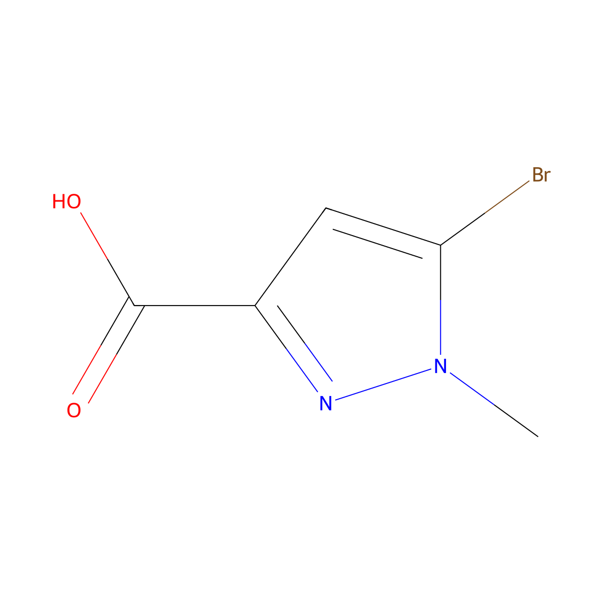 5-Bromo-1-methyl-1H-pyrazole-3-carboxylic acid molecular structure, CAS 1222174-93-7