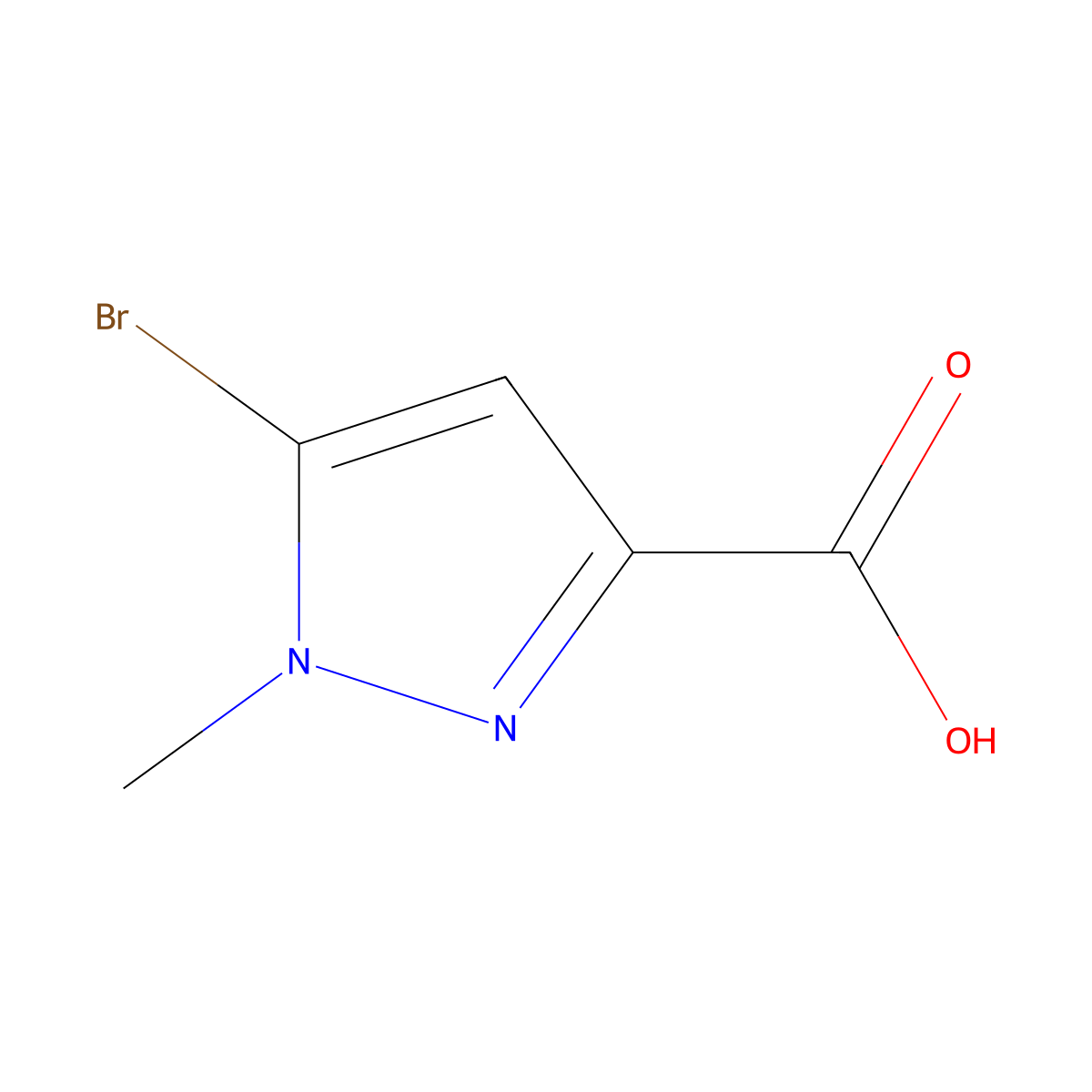5-Bromo-1-methyl-1H-pyrazole-3-carboxylic acid molecular structure, CAS 1222174-93-7