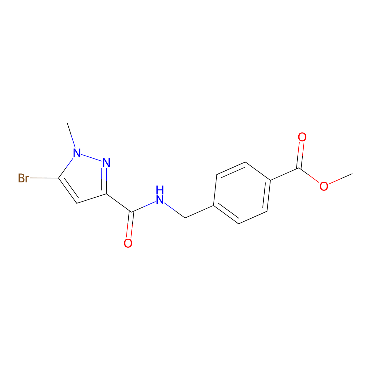 Methyl 4-{[(5-bromo-1-methyl-1H-pyrazole-3-carbonyl)amino]methyl}benzoate molecular structure, CAS 1222174-94-8