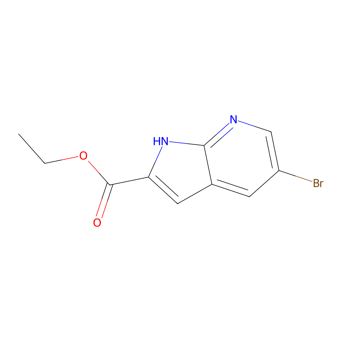Ethyl 5-bromo-1H-pyrrolo[2,3-b]pyridine-2-carboxylate molecular structure, CAS 1222175-21-4