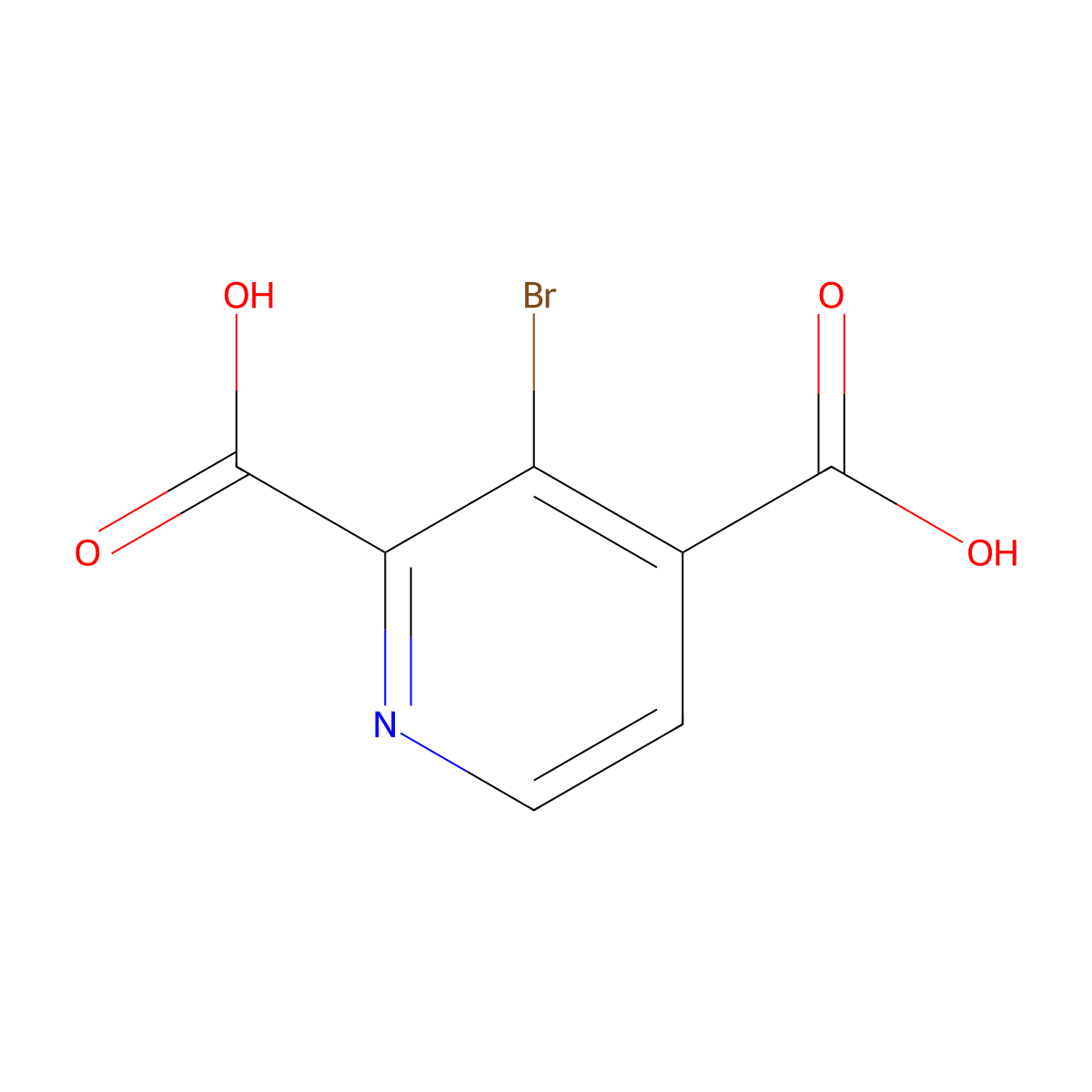 3-Bromopyridine-2,4-dicarboxylic acid molecular structure, CAS 1222184-73-7