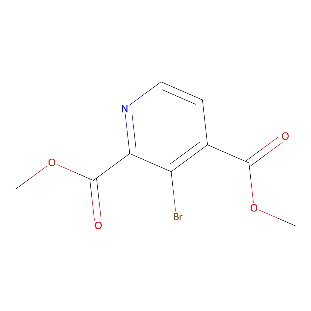 Dimethyl 3-bromopyridine-2,4-dicarboxylate molecular structure, CAS 1222185-12-7