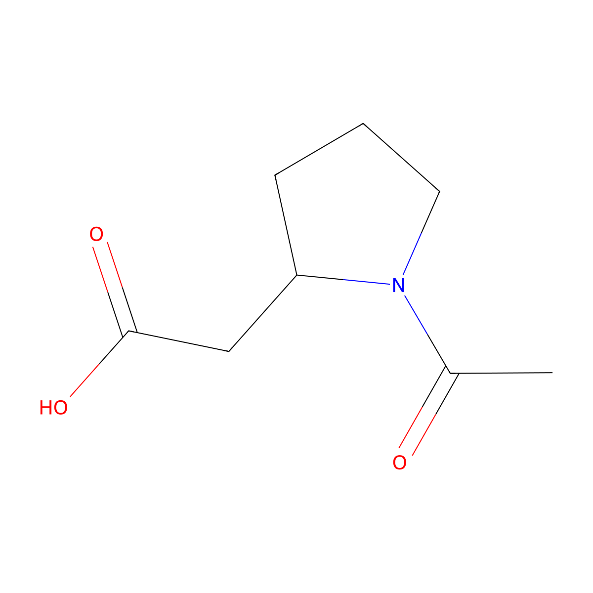 N-acetylhomoproline molecular structure, CAS 1222197-09-2