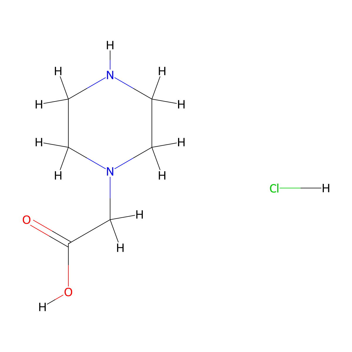2-(Piperazin-1-yl)acetic acid hydrochloride molecular structure, CAS 1222197-25-2