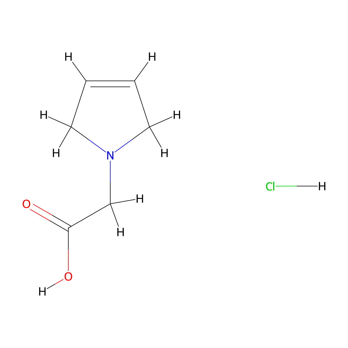 2-(2,5-dihydro-1H-pyrrol-1-yl)acetic acid hydrochloride molecular structure, CAS 1222197-27-4