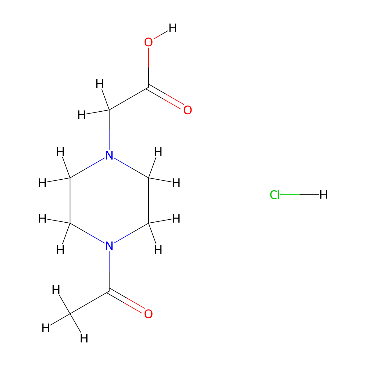 2-(4-Acetylpiperazin-1-yl)acetic acid hydrochloride molecular structure, CAS 1222197-37-6
