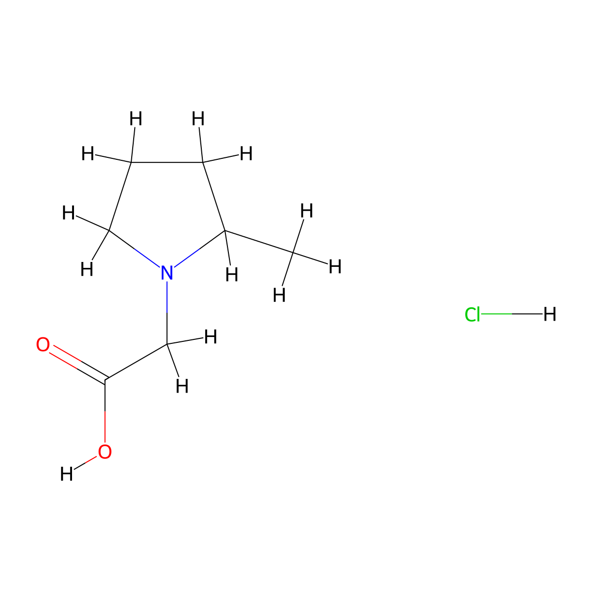 2-(2-Methylpyrrolidin-1-yl)acetic acid hydrochloride molecular structure, CAS 1222197-40-1
