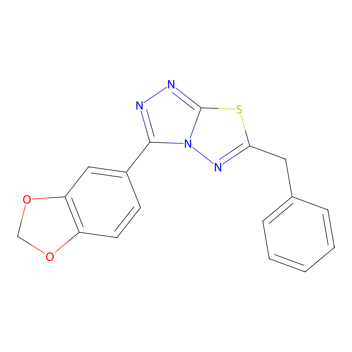 3-(1,3-Benzodioxol-5-yl)-6-(phenylmethyl)-1,2,4-triazolo[3,4-b][1,3,4]thiadiazole molecular structure, CAS 122222-13-3