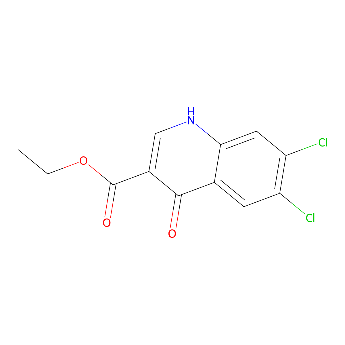 Ethyl 6,7-dichloro-4-hydroxyquinoline-3-carboxylate molecular structure, CAS 122224-58-2