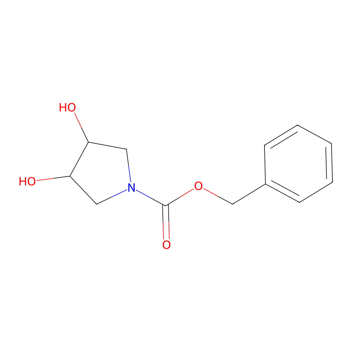 1-Pyrrolidinecarboxylic acid, 3,4-dihydroxy-, phenylmethyl ester, cis- molecular structure, CAS 122225-42-7