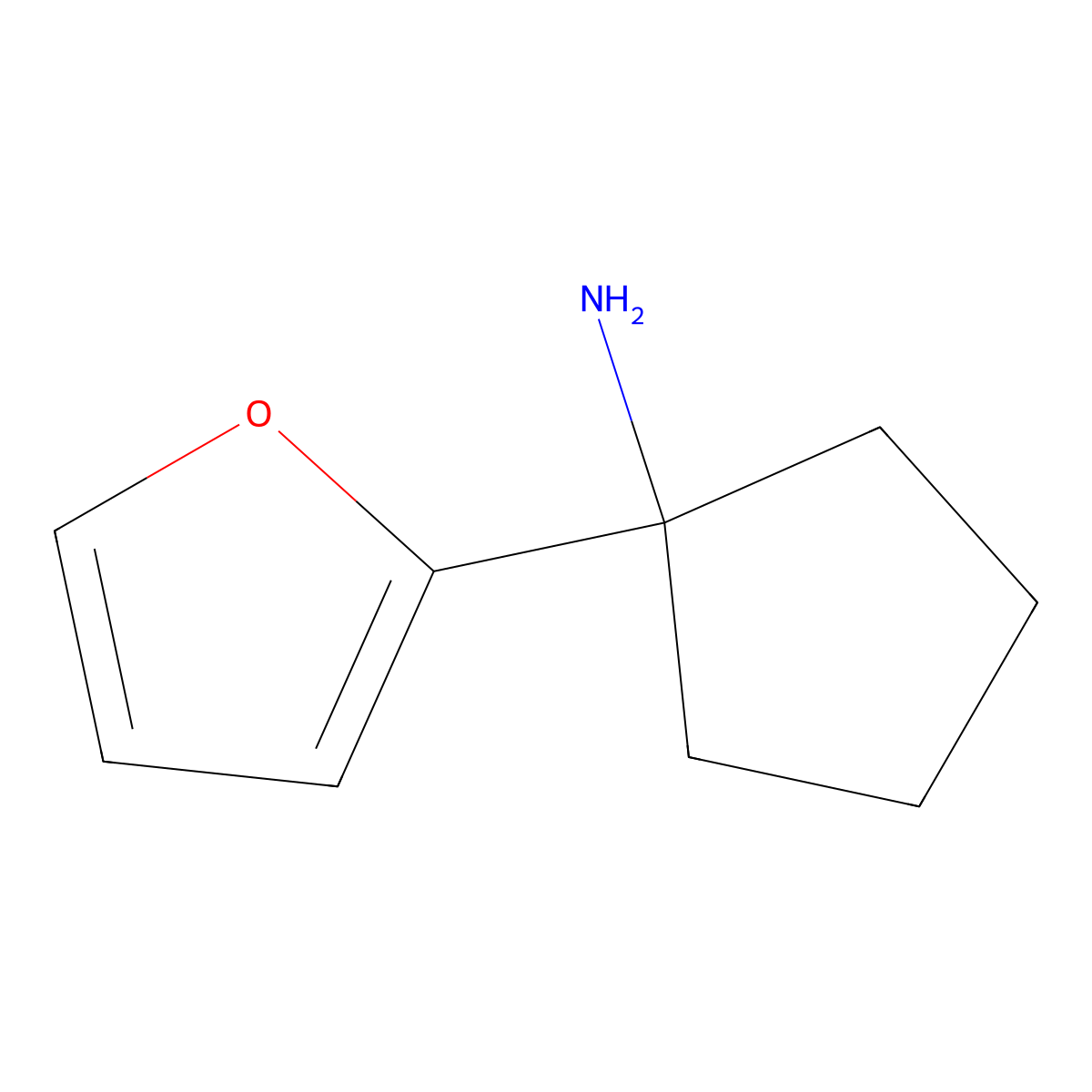 1-(Furan-2-yl)cyclopentan-1-amine molecular structure, CAS 1222256-72-5