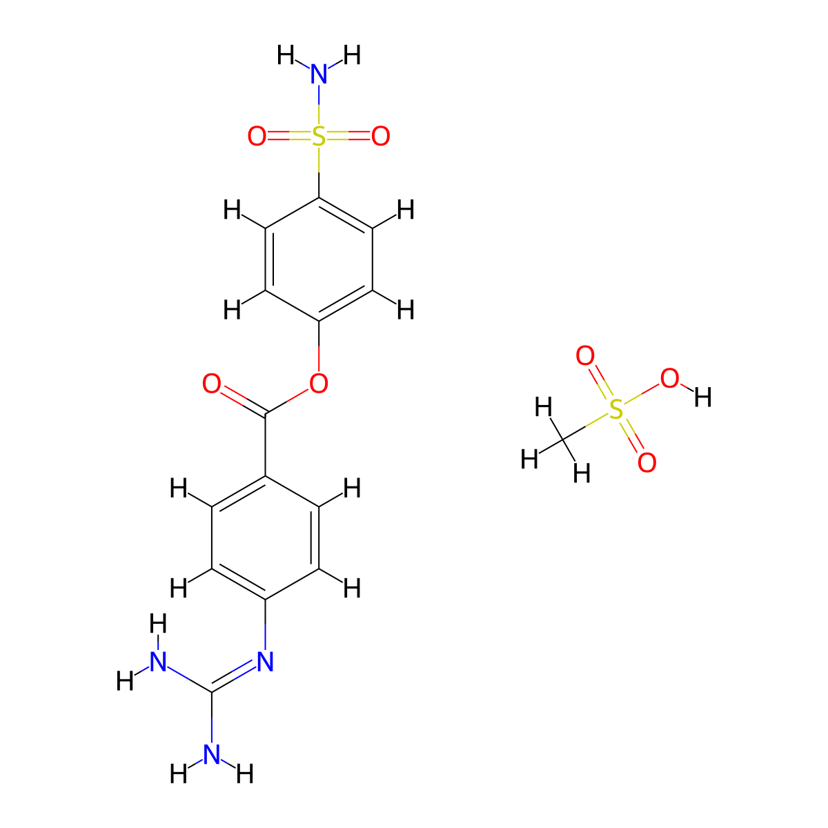 4-Sulfamoylphenyl 4-guanidinobenzoate methanesulfonate molecular structure, CAS 122228-08-4
