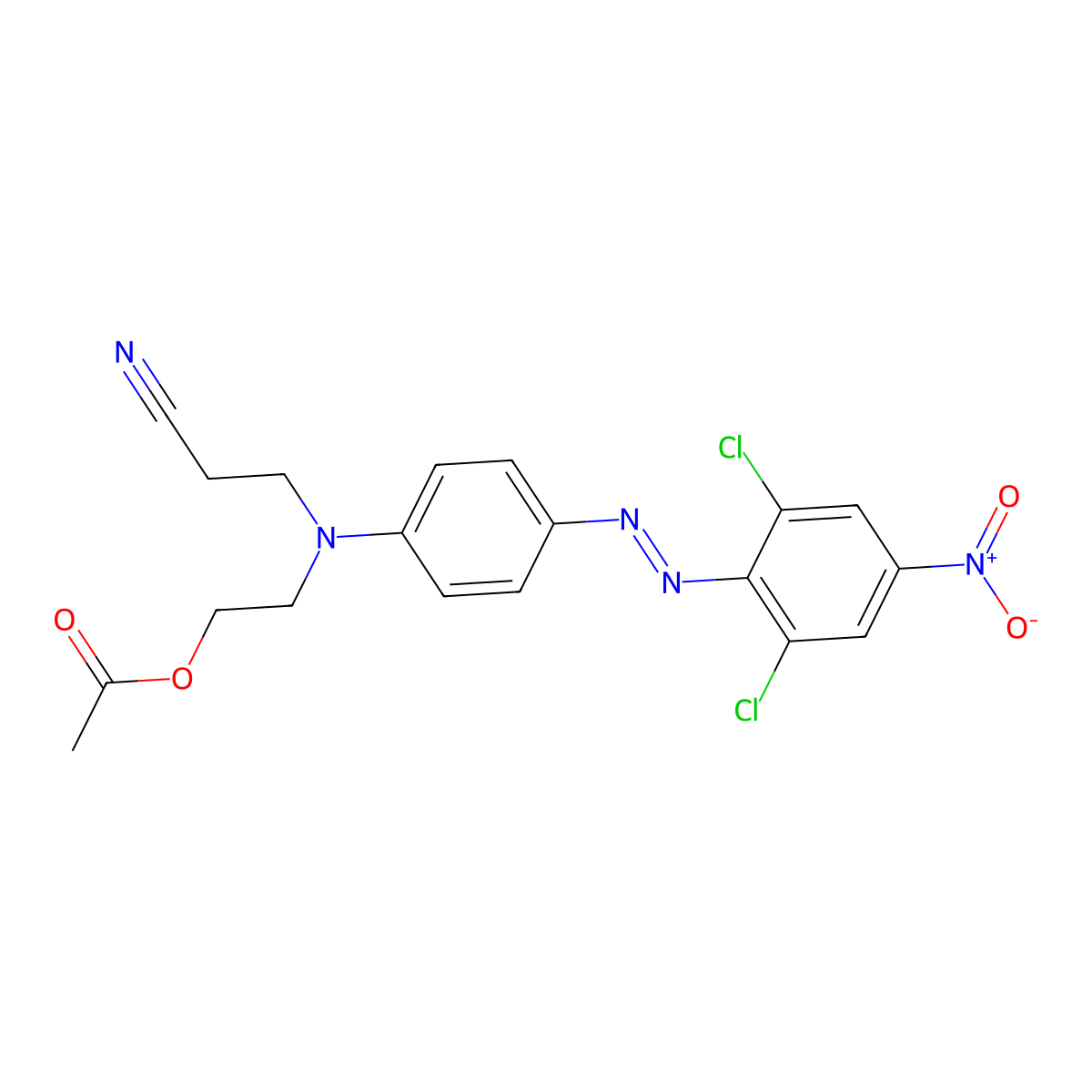 Propanenitrile, 3-((2-(acetyloxy)ethyl)(4-((2,6-dichloro-4-nitrophenyl)azo)phenyl)amino)- molecular structure, CAS 12223-23-3