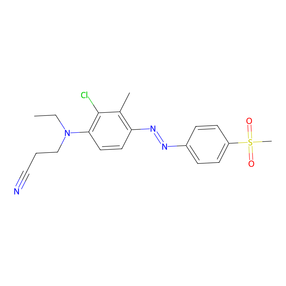 3-[(2-Chloro-3-methyl-4-{(e)-[4-(methylsulfonyl)phenyl]diazenyl}phenyl)(ethyl)amino]propanenitrile molecular structure, CAS 12223-30-2