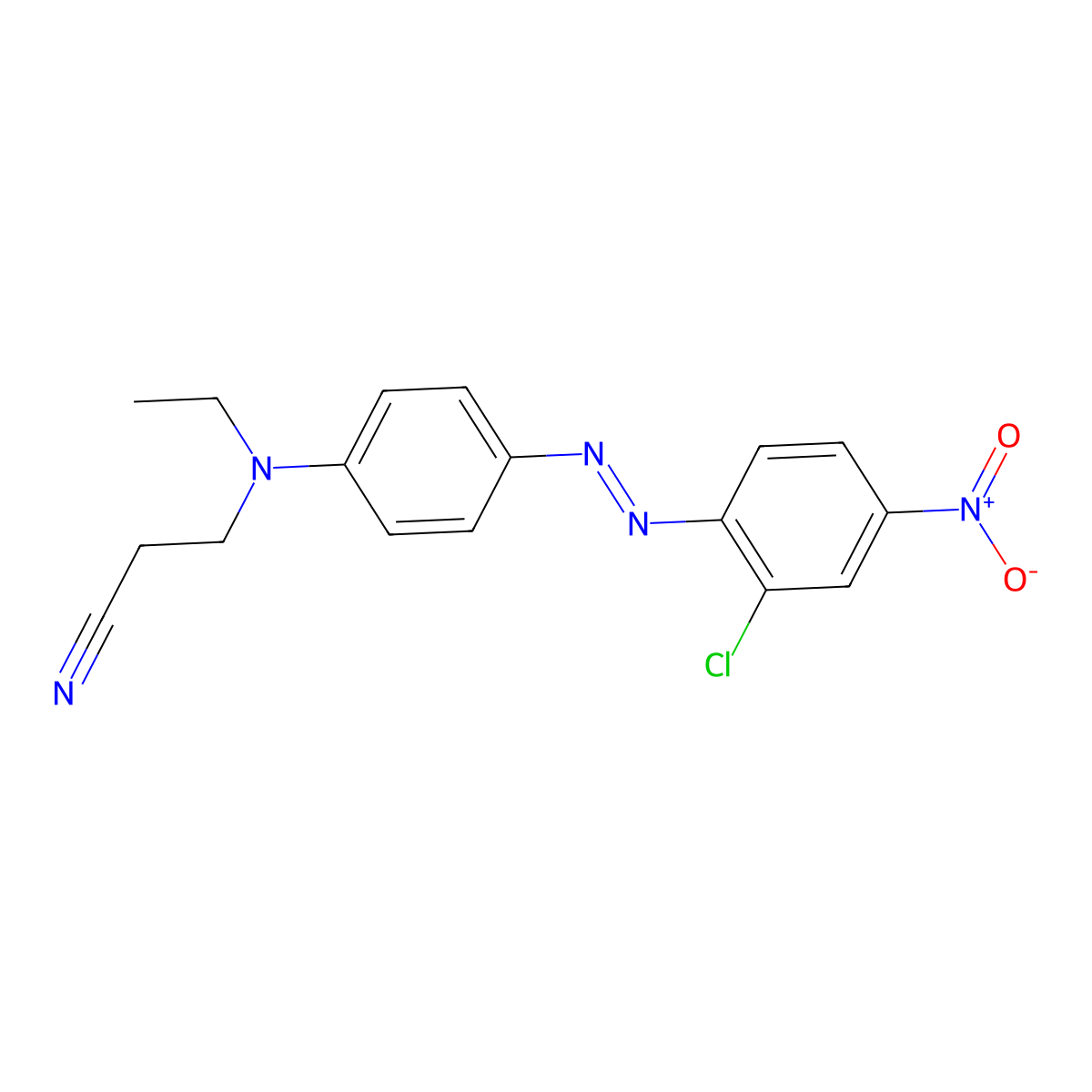 Propanenitrile, 3-[[4-[2-(2-chloro-4-nitrophenyl)diazenyl]phenyl]ethylamino]- molecular structure, CAS 12223-35-7