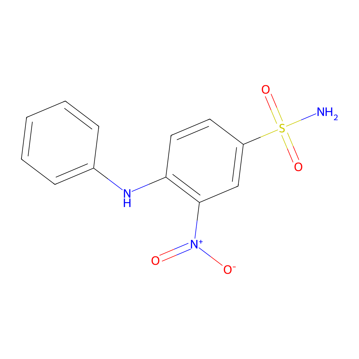 Benzenesulfonamide, 3-nitro-4-(phenylamino)- molecular structure, CAS 12223-84-6