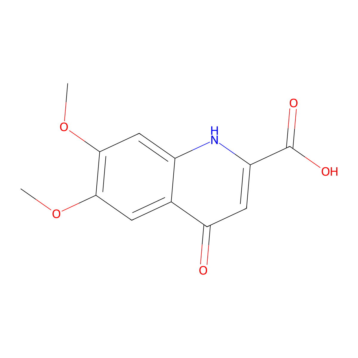 6,7-Dimethoxy-4-oxo-1,4-dihydroquinoline-2-carboxylic acid molecular structure, CAS 122234-41-7