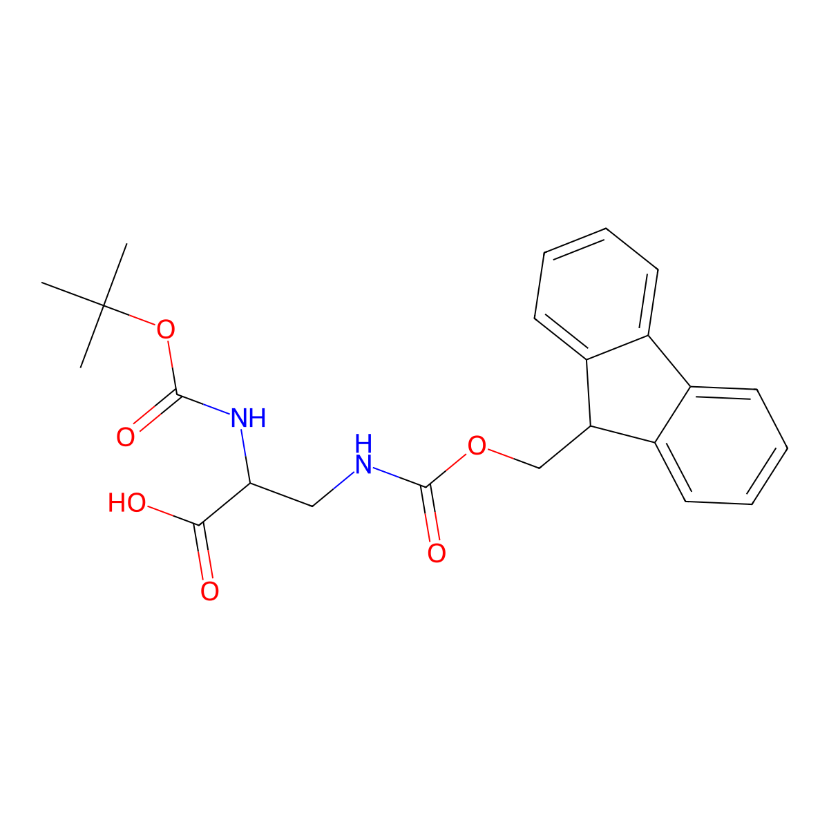 (2S)-2-(((tert-butoxy)carbonyl)amino)-3-((((9H-fluoren-9-yl)methoxy)carbonyl)amino)propanoic acid molecular structure, CAS 122235-70-5