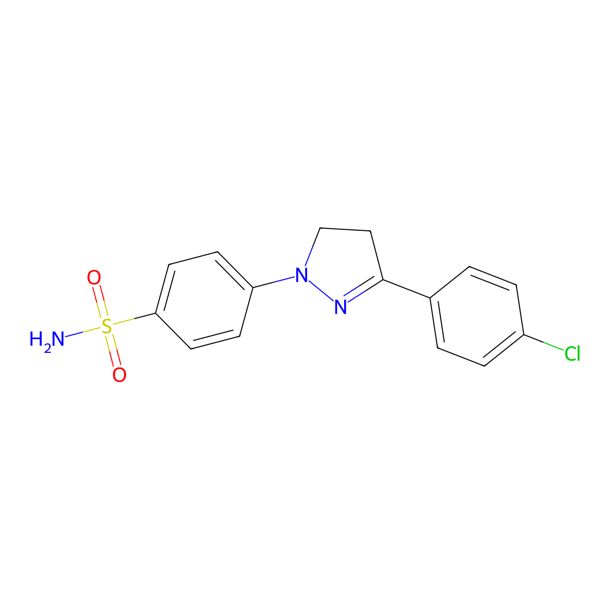 4-(3-(4-chlorophenyl)-4,5-dihydro-1H-pyrazol-1-yl)benzenesulphonamide molecular structure, CAS 12224-11-2