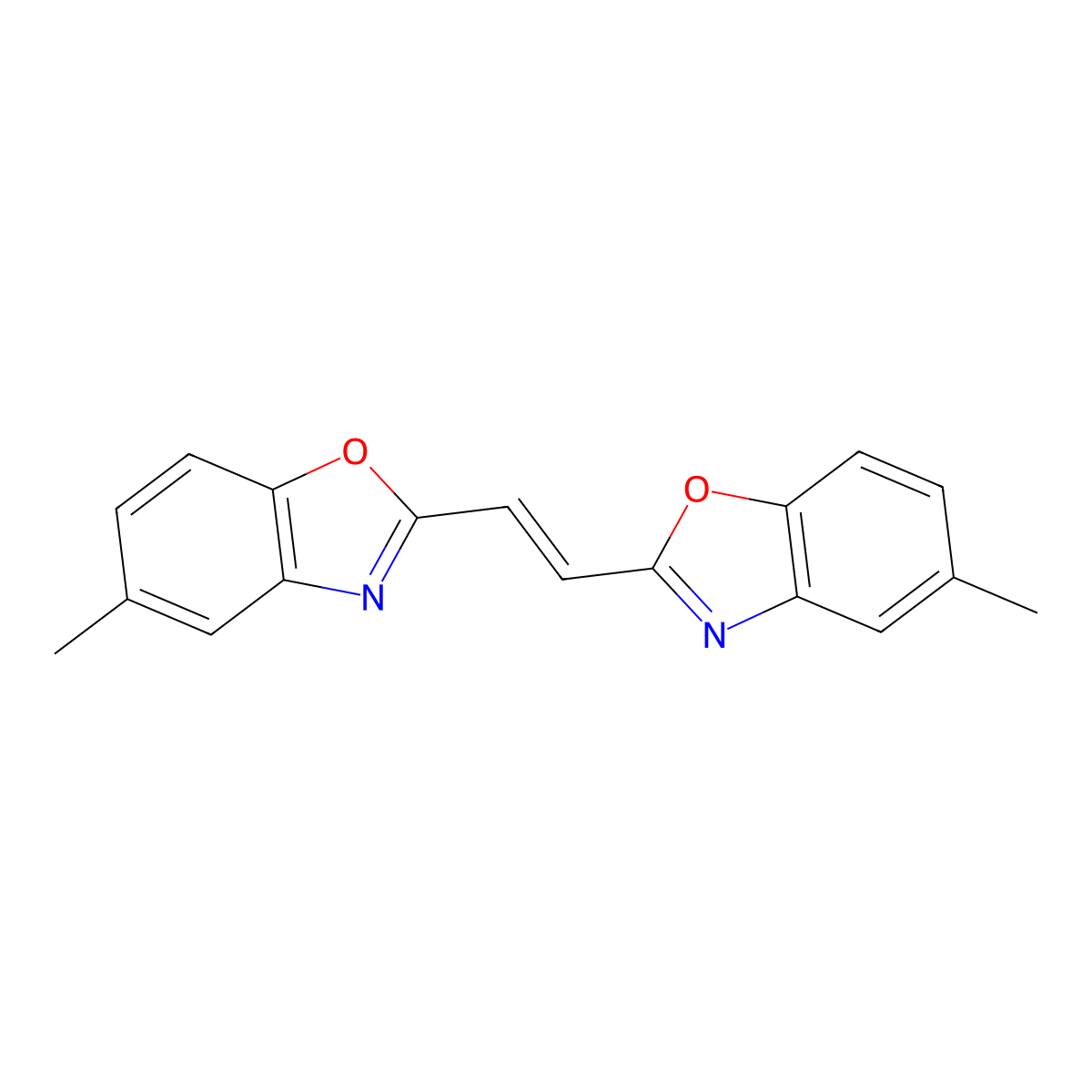 Benzoxazole, 2,2'-(1,2-ethenediyl)bis(5-methyl- molecular structure, CAS 12224-12-3
