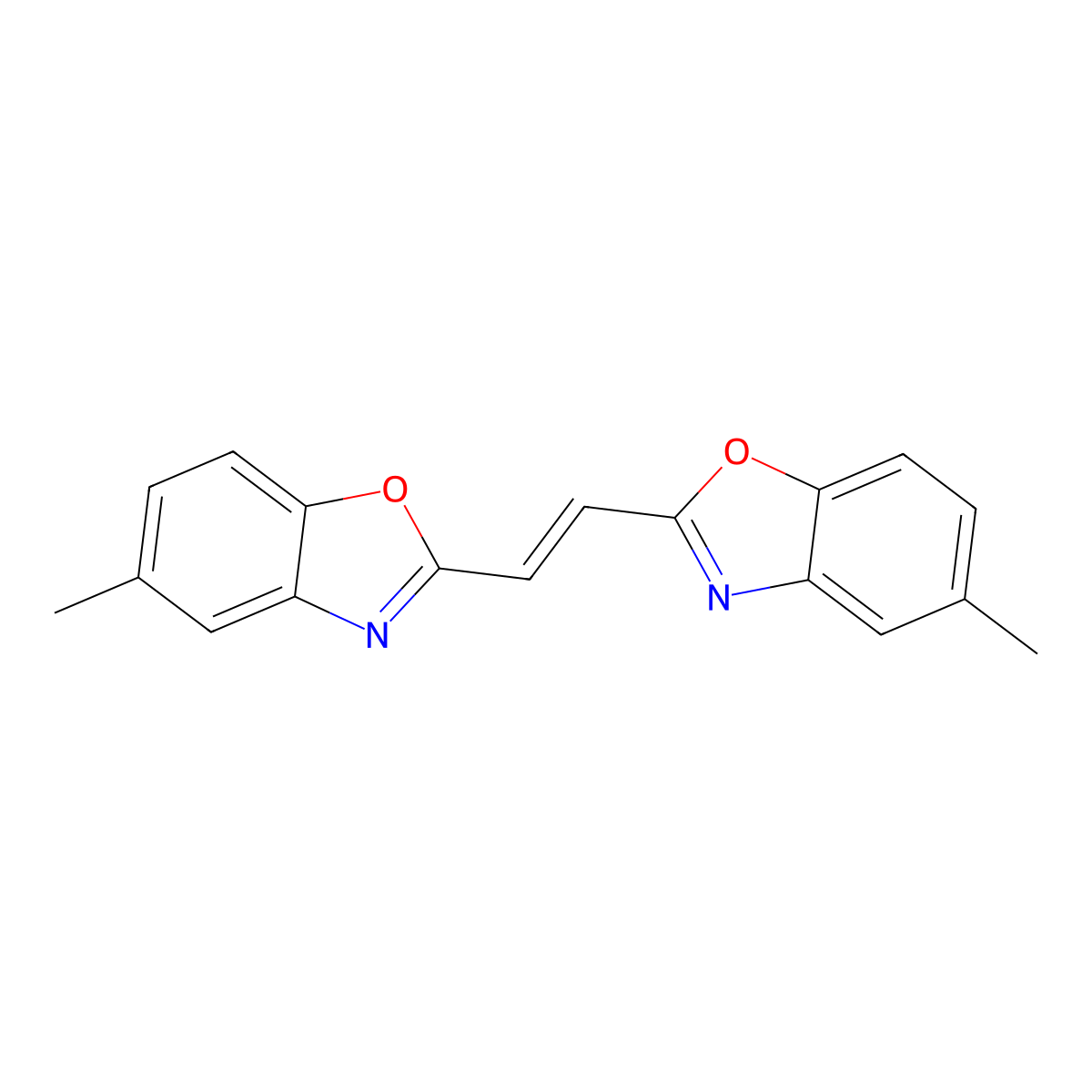 Benzoxazole, 2,2'-(1,2-ethenediyl)bis(5-methyl- molecular structure, CAS 12224-12-3
