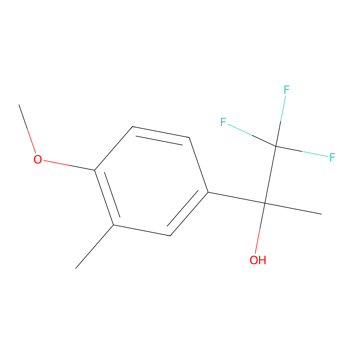 Benzenemethanol, 4-methoxy-alpha,3-dimethyl-alpha-(trifluoromethyl)- molecular structure, CAS 122243-18-9
