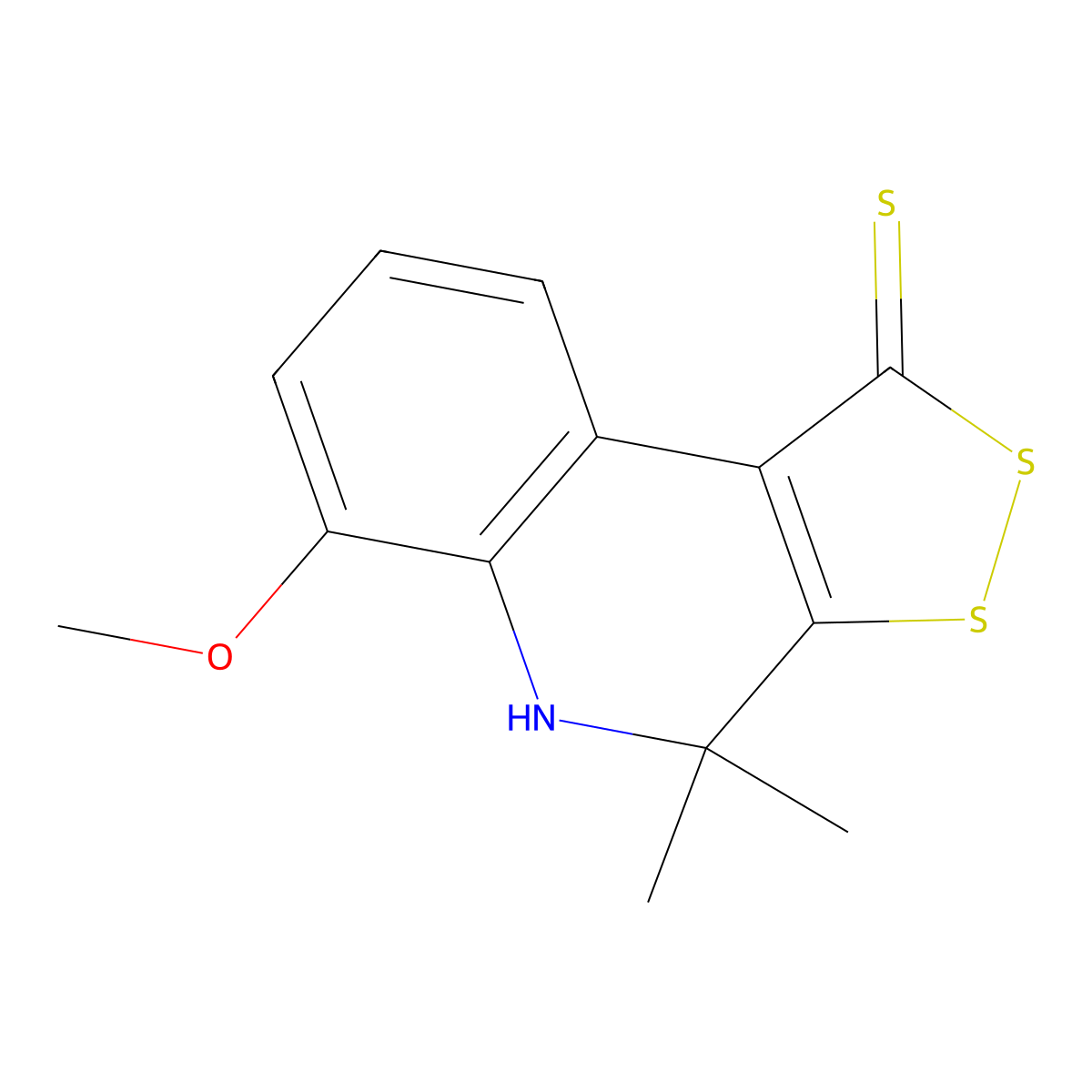 6-methoxy-4,4-dimethyl-4,5-dihydro-1H-[1,2]dithiolo[3,4-c]quinoline-1-thione molecular structure, CAS 122246-15-5
