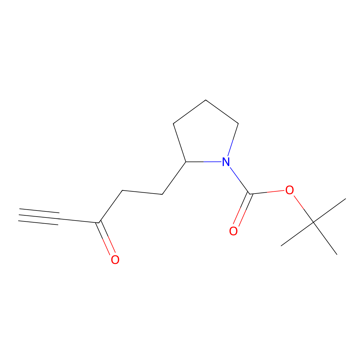 Tert-butyl 2-(3-oxopent-4-yn-1-yl)pyrrolidine-1-carboxylate molecular structure, CAS 1222510-52-2