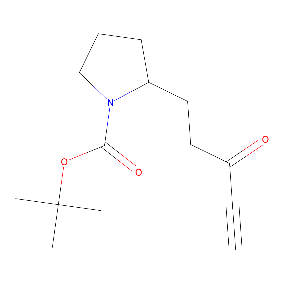 Tert-butyl 2-(3-oxopent-4-yn-1-yl)pyrrolidine-1-carboxylate molecular structure, CAS 1222510-52-2