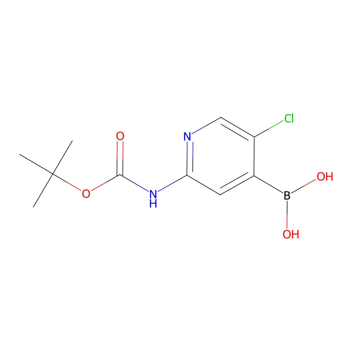 2-(Tert-butoxycarbonylamino)-5-chloropyridin-4-ylboronic acid molecular structure, CAS 1222522-36-2