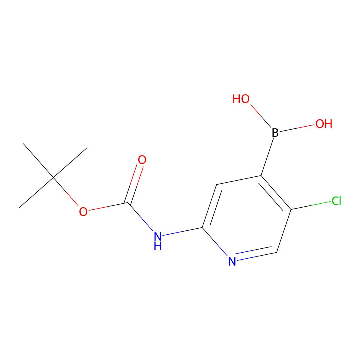 2-(Tert-butoxycarbonylamino)-5-chloropyridin-4-ylboronic acid molecular structure, CAS 1222522-36-2