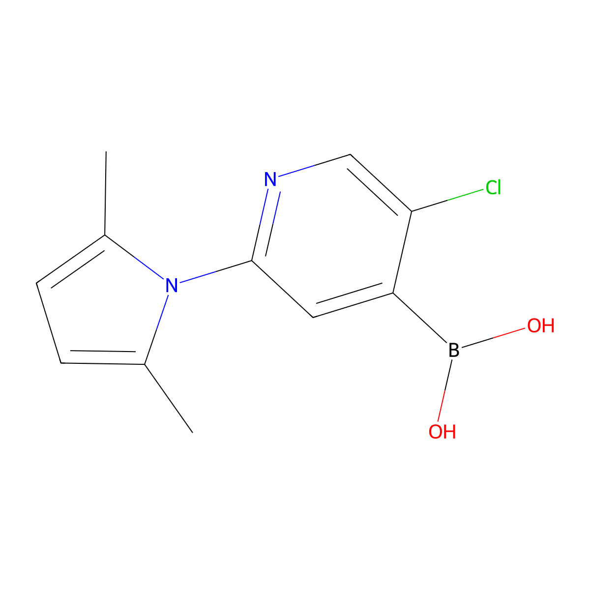 2-(2,5-Dimethylpyrrol-1-YL)-5-chloropyridine-4-boronic acid molecular structure, CAS 1222522-37-3