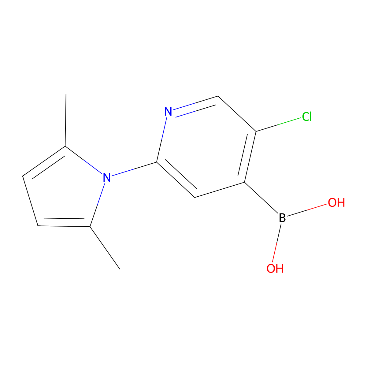 2-(2,5-Dimethylpyrrol-1-YL)-5-chloropyridine-4-boronic acid molecular structure, CAS 1222522-37-3
