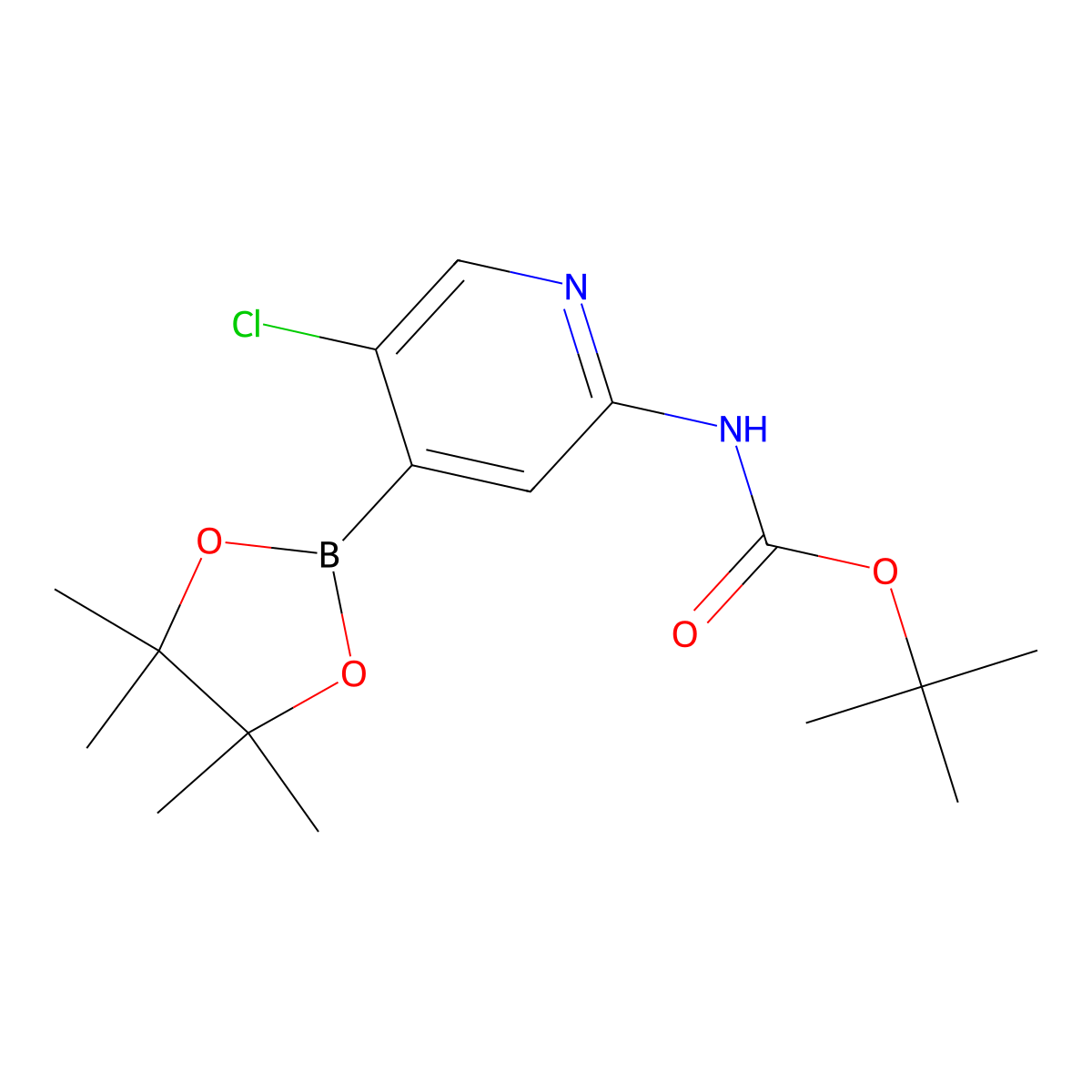 2-(Tertbutyloxycarbonylamino)-5-chloropyridine-4-boronic acid pinacol ester molecular structure, CAS 1222522-39-5