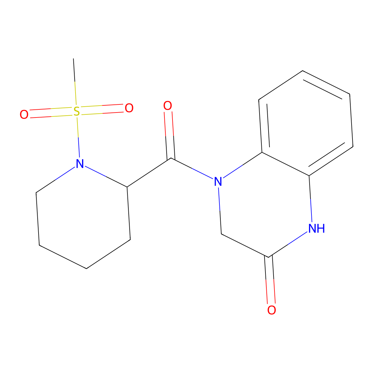 4-(1-(methylsulfonyl)piperidine-2-carbonyl)-3,4-dihydroquinoxalin-2(1H)-one molecular structure, CAS 1222528-36-0