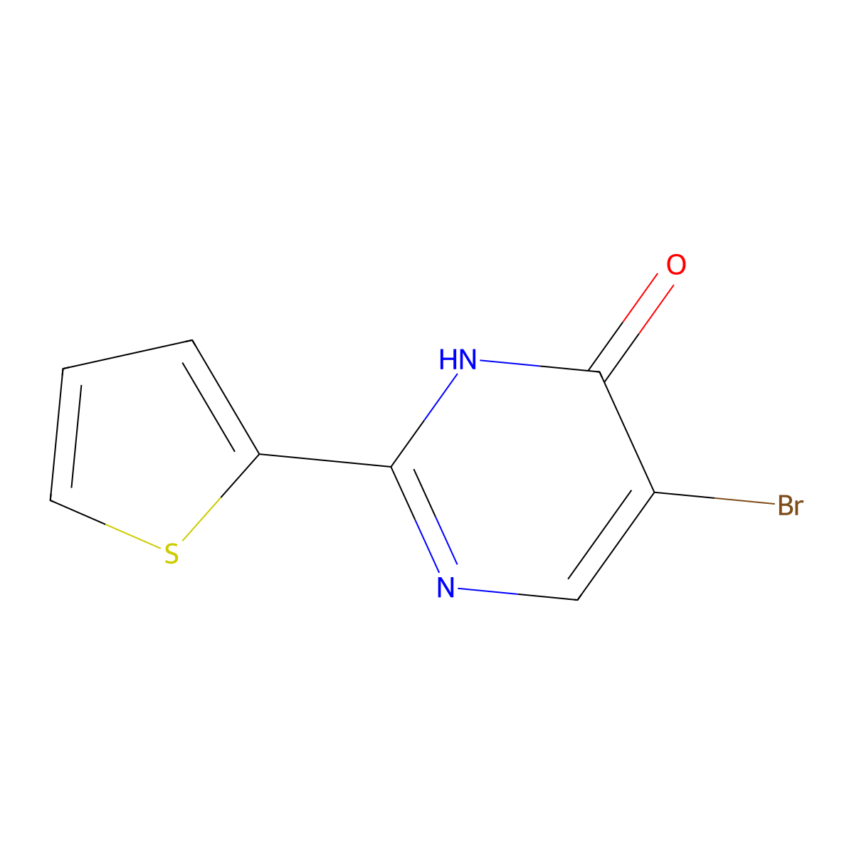 5-Bromo-2-(thiophen-2-yl)pyrimidin-4-ol molecular structure, CAS 1222529-48-7