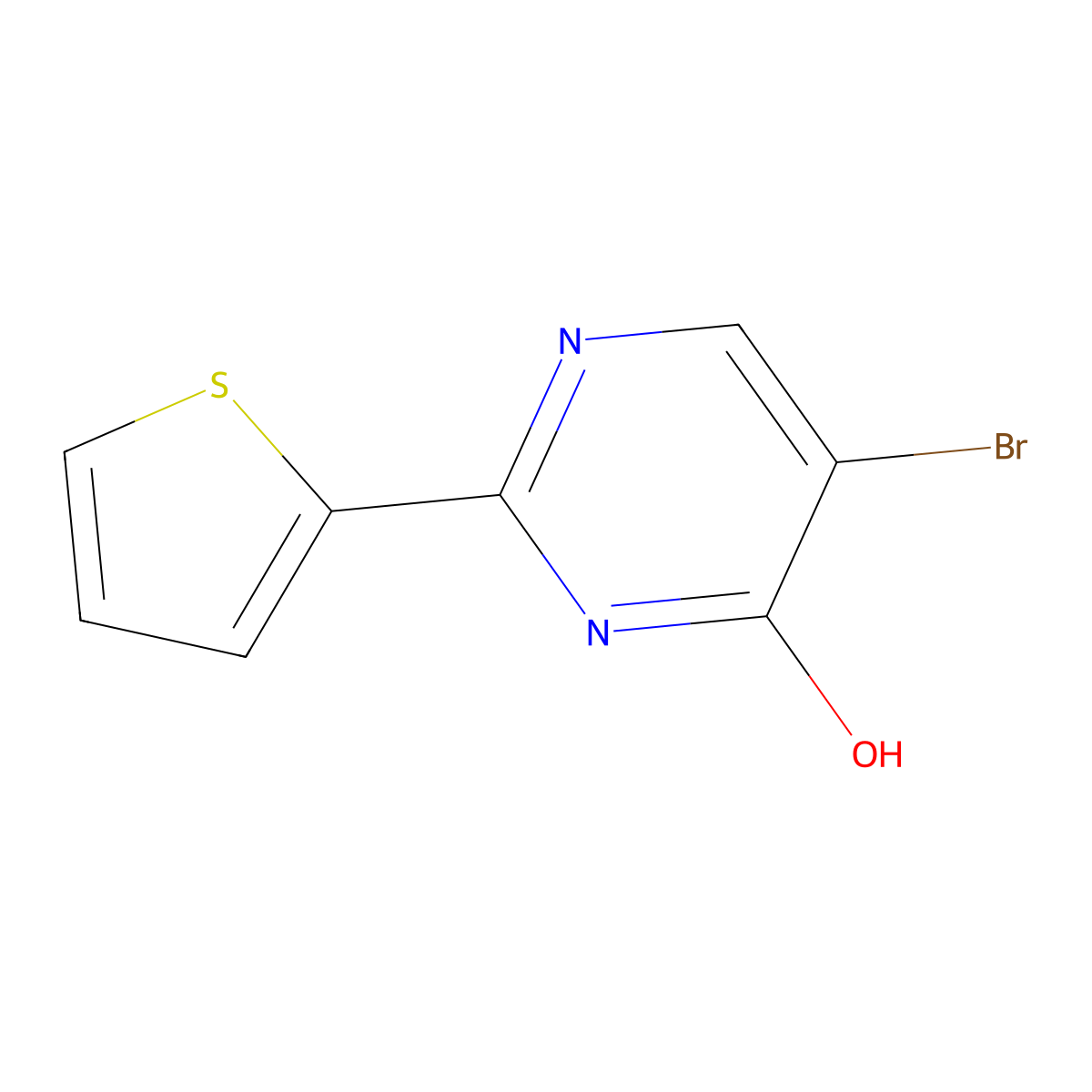 5-Bromo-2-(thiophen-2-yl)pyrimidin-4-ol molecular structure, CAS 1222529-48-7