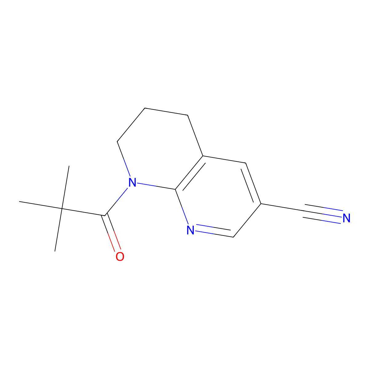 8-Pivaloyl-5,6,7,8-tetrahydro-1,8-naphthyridine-3-carbonitrile molecular structure, CAS 1222533-78-9