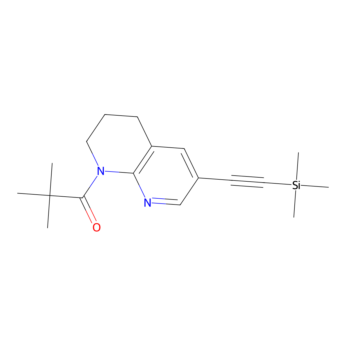 2,2-Dimethyl-1-(6-((trimethylsilyl)ethynyl)-3,4-dihydro-1,8-naphthyridin-1(2H)-yl)propan-1-one molecular structure, CAS 1222533-79-0