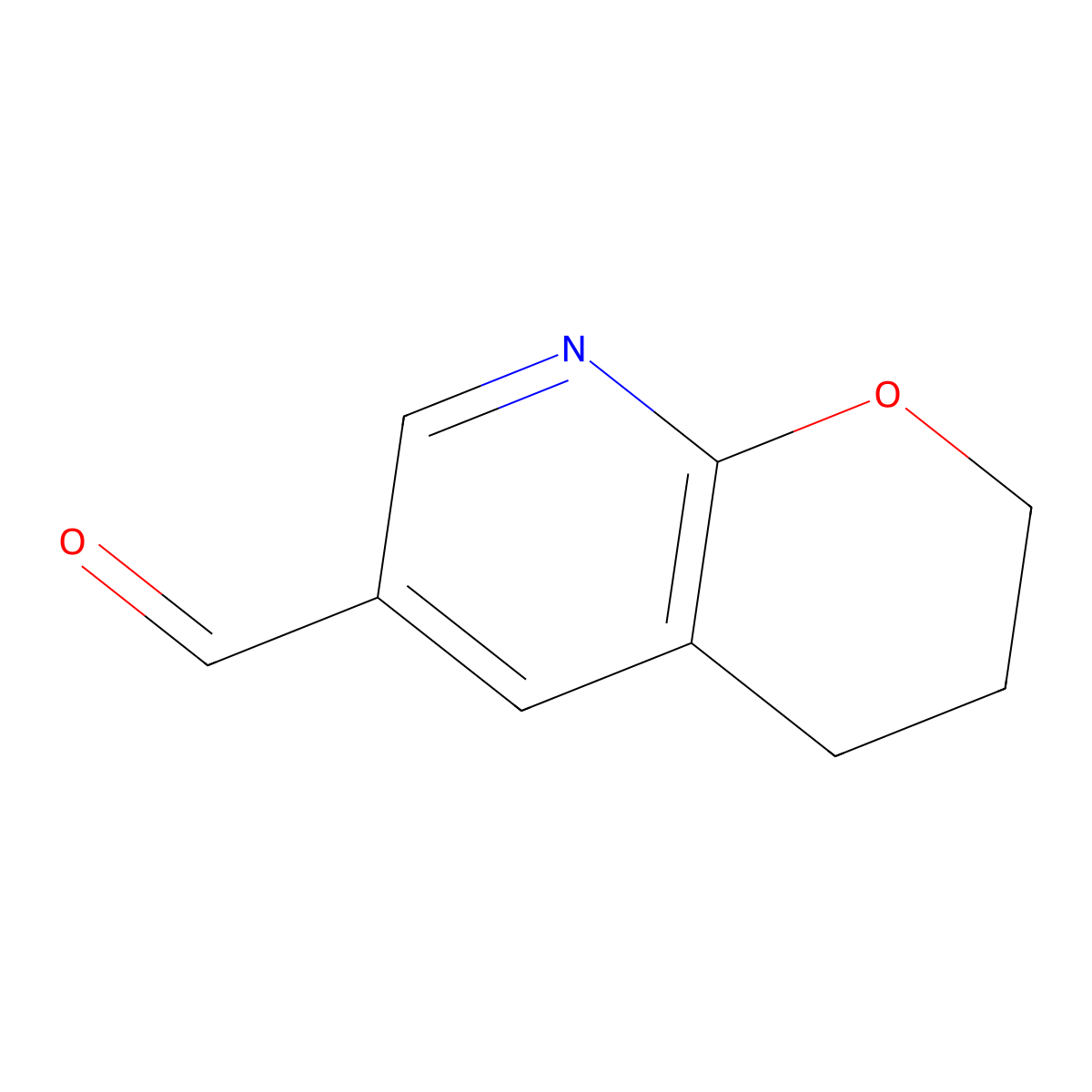 2H,3H,4H-pyrano[2,3-b]pyridine-6-carbaldehyde molecular structure, CAS 1222533-91-6